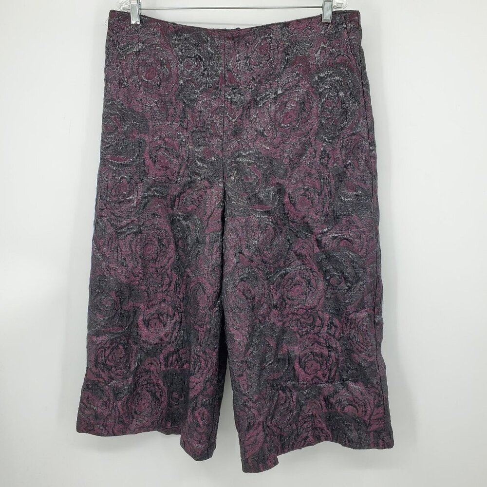 NWT Asos Cropped Wide Leg Purple Jacquard Whimsigoth High Rise Pants Size 14